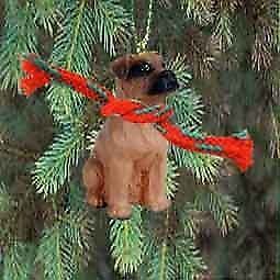 Boxer Miniature Dog Ornament - Uncropped Ears - Tawny