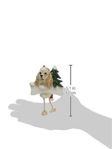 Cocker Spaniel Ornament Tan and White "Dangling Legs" Hand Painted Personalized
