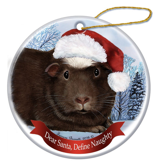 Holiday Pet Gifts Crested Black and White Guinea Pig Porcelain Ornament