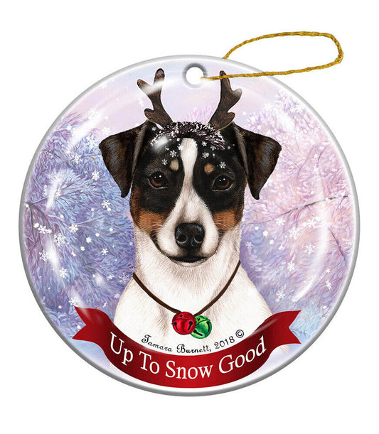 Holiday Pet Gifts Rat Terrier Tri Uncropped Dog Porcelain Christmas Ornament