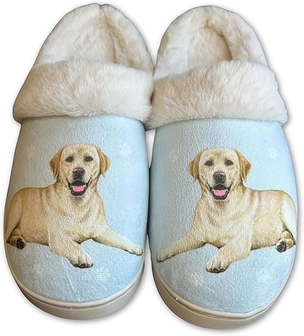 E&S Pets Yellow Lab Snugg Slippers for Pet Lovers - Fuzzy Memory Foam, L/XL