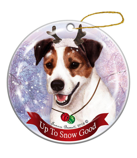 Holiday Pet Gifts Jack Russell Tricolor Dog Porcelain Christmas Ornament