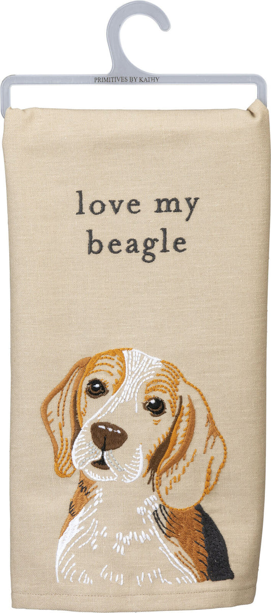 Primitives by Kathy Love My Beagle Dish Towel, 26"