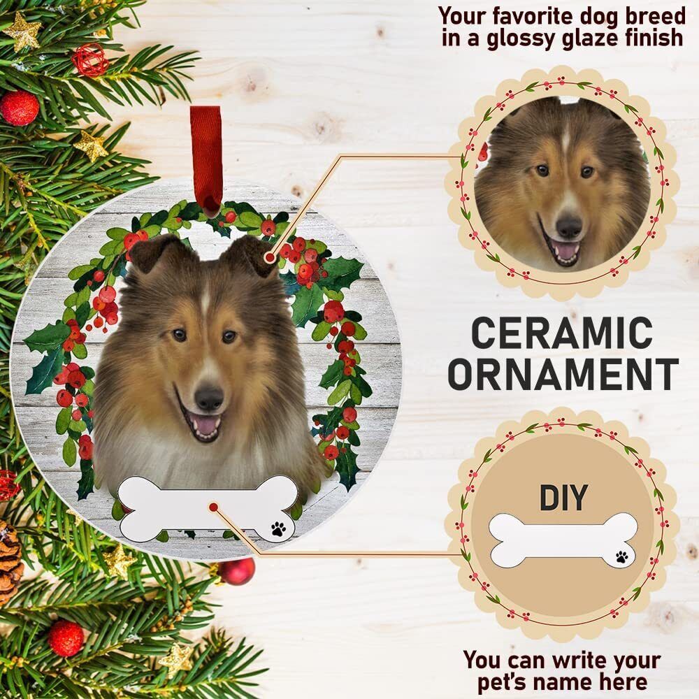 Sheltie Ornament - E&S Pets, DIY Personalizable, Ceramic Round Ornament