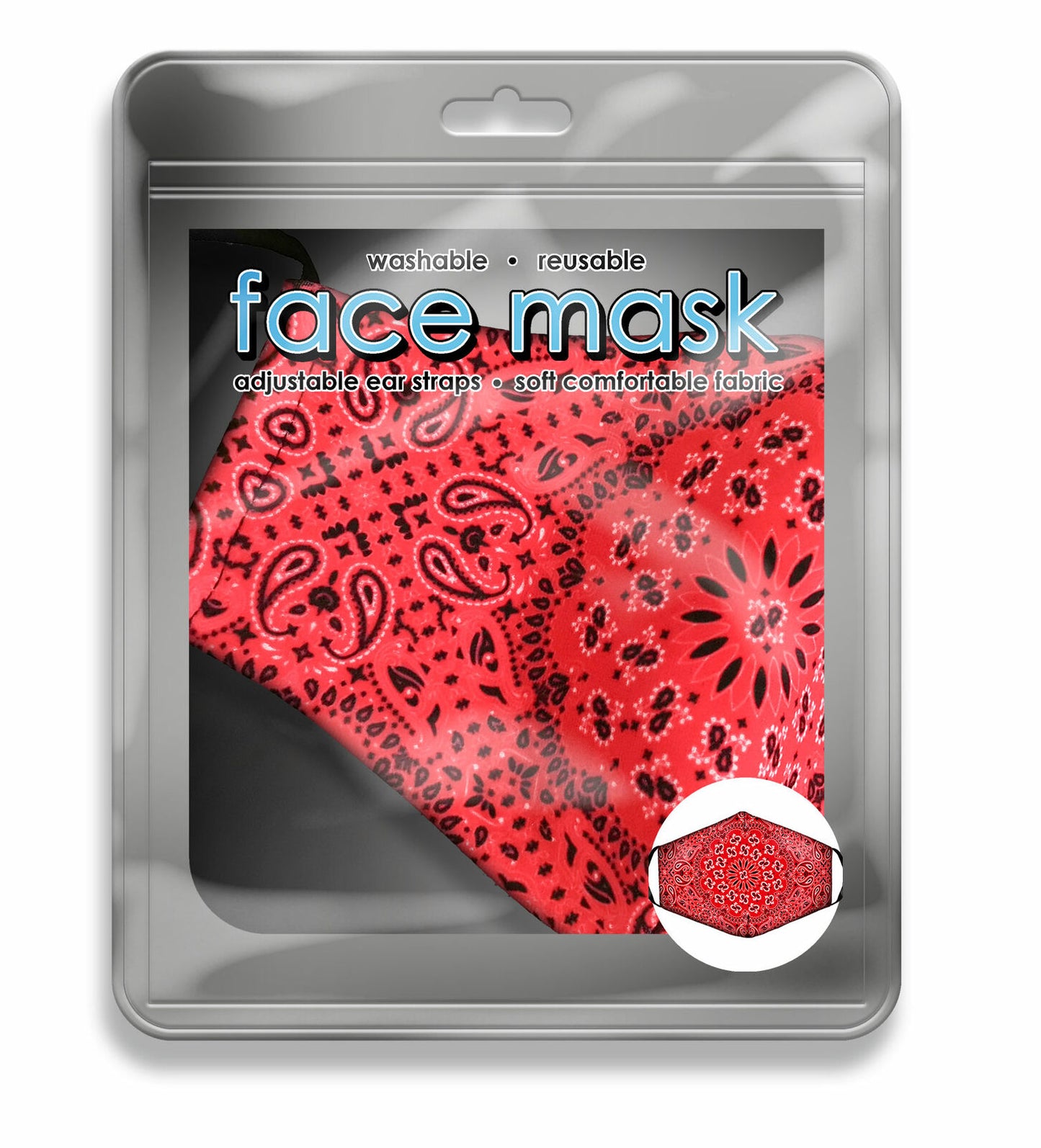 Spoontiques Fun Face Mask, Washable, Adjustable Ear Straps - Red Bandana