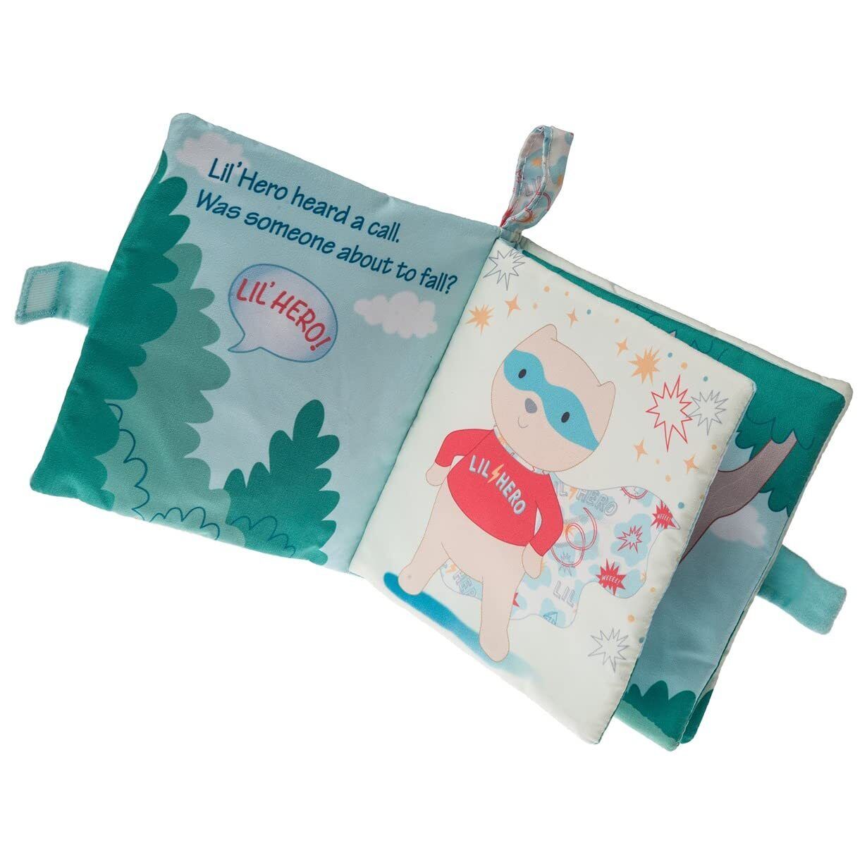 Mary Meyer Soft Cloth Book with Crinkle Paper and Squeaker, 6 x 6", Lil Hero