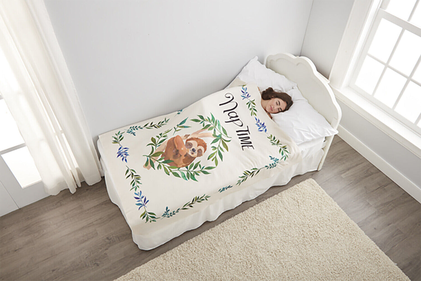 Ganz Printed Throw Blanket - Nap Time with Sloth, 50" W. x 60" L.