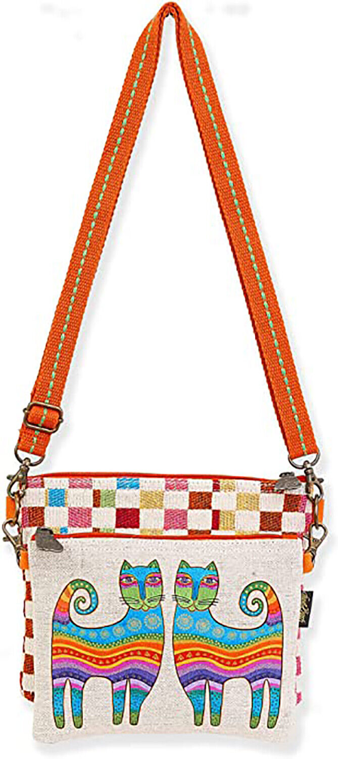 Laurel Burch Prisma Cats 2 Piece Crossbody Shoulder Bag Purse Handbag