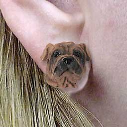 Conversation Concepts Shar Pei Brown Earrings Post