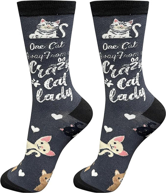 E&S Pets Pet Lover Socks, One Cat Away from Crazy Cat Lady