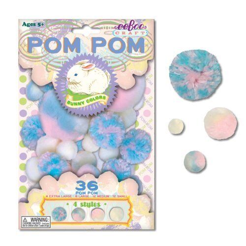 Bunny Colors Blue and Pink Pom Pom Craft Kit by eeBoo