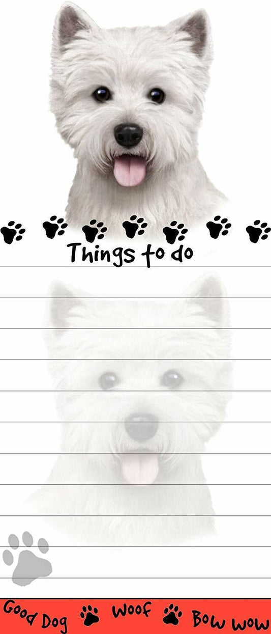 "Westie Magnetic List Pads" Uniquely Shaped Sticky Notepad