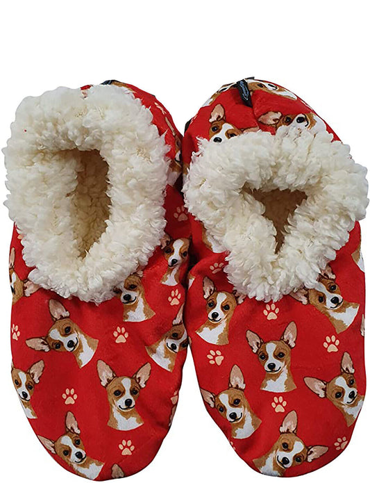 Comfies Womens Fawn Chihuahua Dog Slippers - Sherpa Lined Animal Print Booties