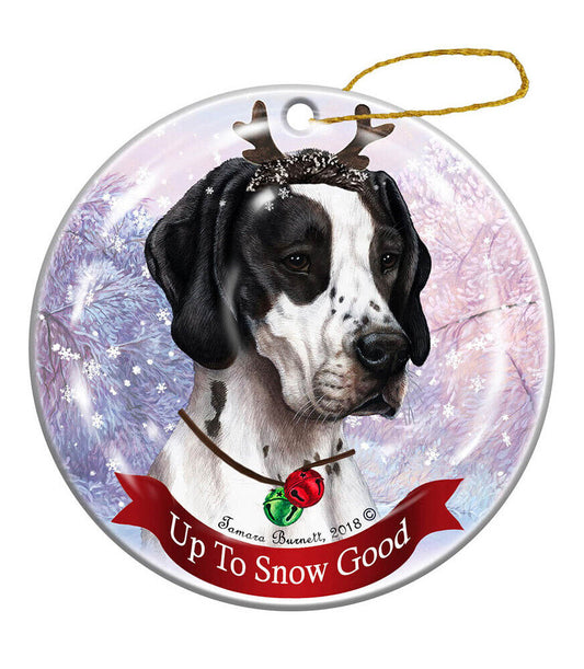Holiday Pet Gifts Black and White English Pointer Dog Porcelain Christmas