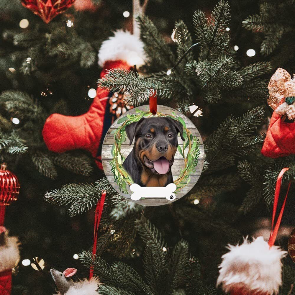 Rottweiler Ornament - E&S Pets, DIY Personalizable, Ceramic Round Ornament