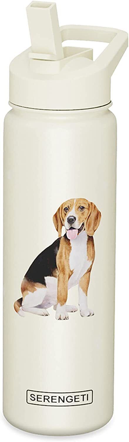 E&S Pets Stainless Steel Water Bottle 24 Oz., Spill Proof (Beagle)