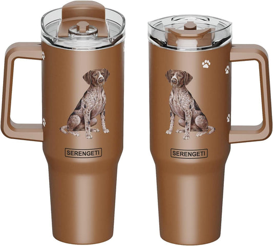 Serengeti 40 Oz German Pointer Stainless Steel Tumbler with Handle, Straw & Lid
