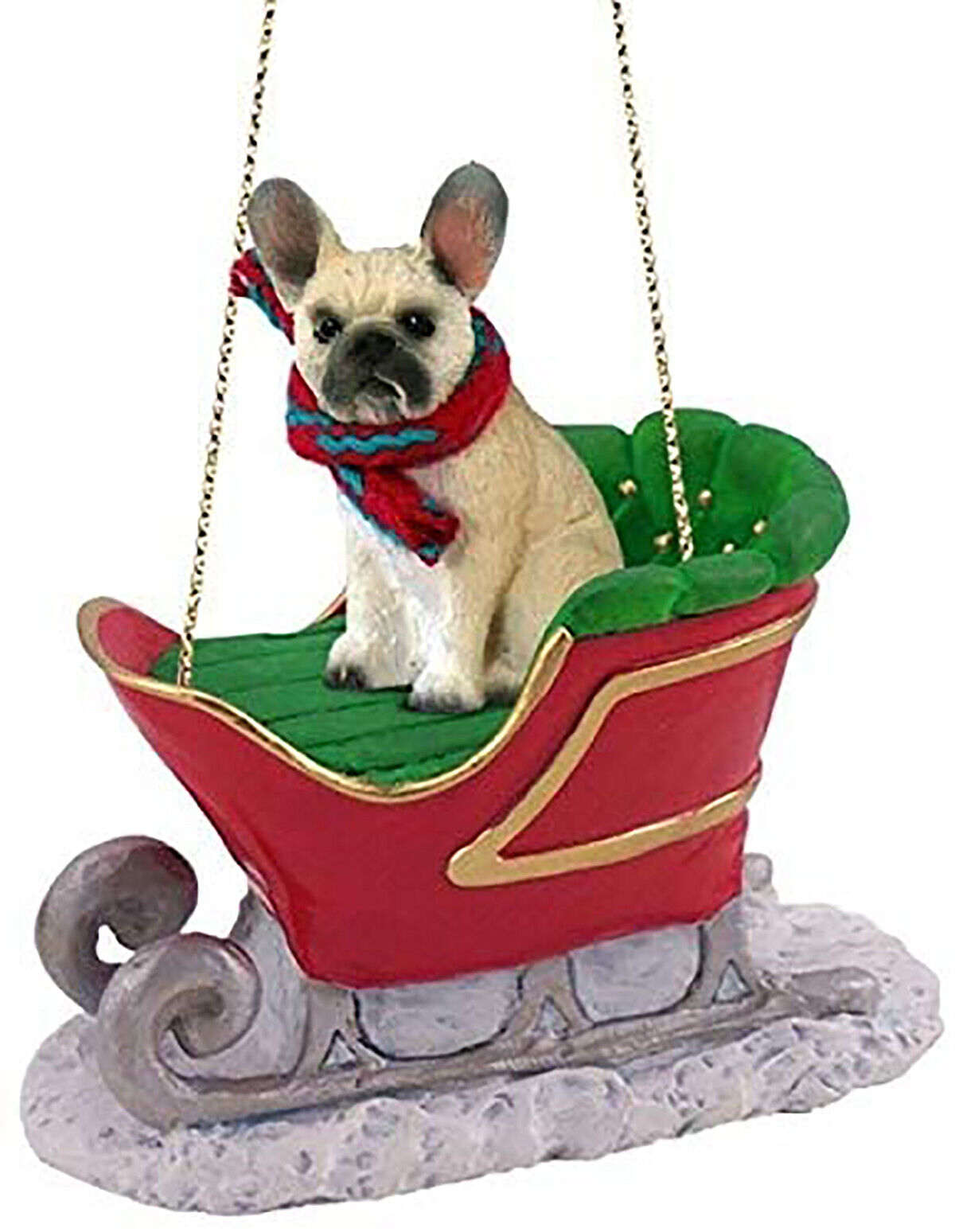 Conversation Concepts French Bulldog, Fawn Dog Sleigh Holiday Ornament
