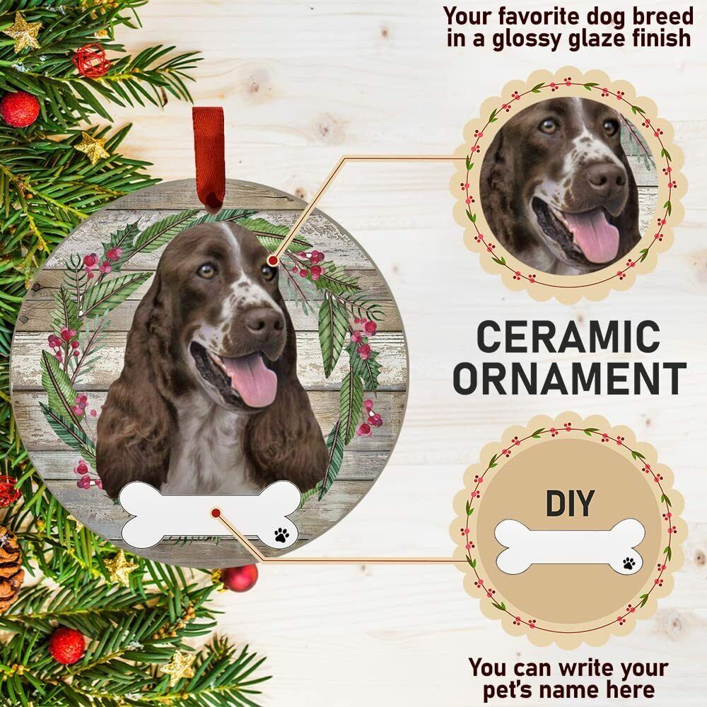 Springer Spaniel Ornament - E&S Pets, DIY Personalizable, Ceramic Round Ornament