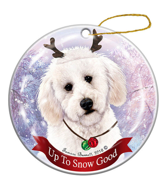 Holiday Pet Gifts Labradoodle White Dog Porcelain Christmas Ornament