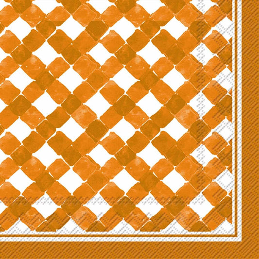 Boston International Roseanne Beck Cocktail Napkins, Orange Gingham