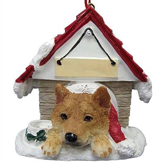 Red Shiba Inu Doghouse Ornament Hand Painted Easily Personalized