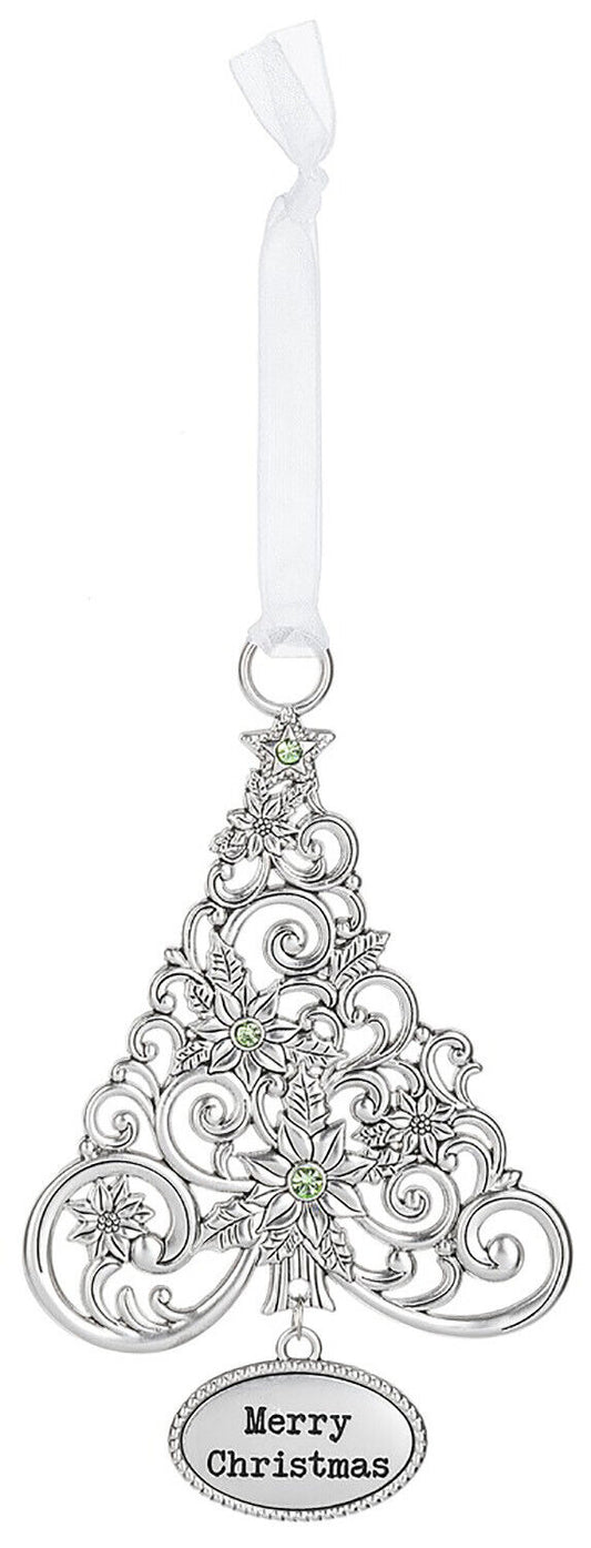 Ganz Ornament Oh Christmas Tree with Poinsettias - Merry Christmas