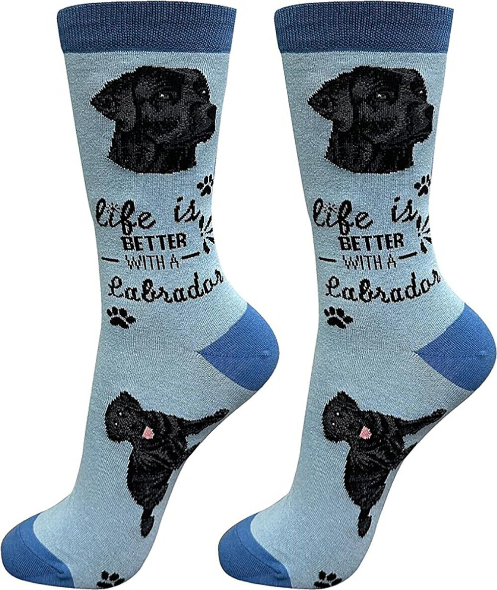 E&S Pets Pet Lover Socks, Life is Better with a Black Labrador Retriever 2, Blue