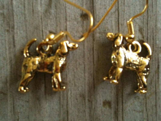 Pointer Dog Gold Plated Lead Free Pewter Earrings