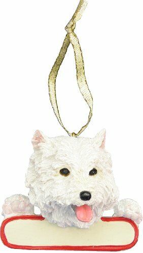 Westie Ornament White "Santa's Pals" With Personalizable Name Plate