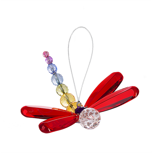 Ganz Crystal Expressions Small Beaded Dragonfly Ornament/Sun-catcher (Red Wings)