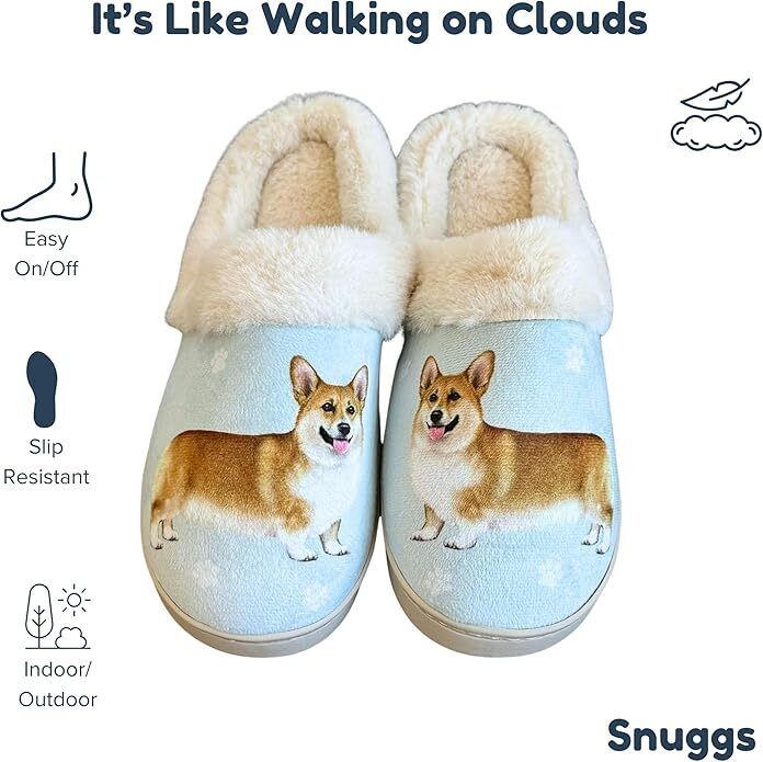 E&S Pets Bulldog Snugg Slippers for Pet Lovers - Fuzzy Memory Foam, L/XL