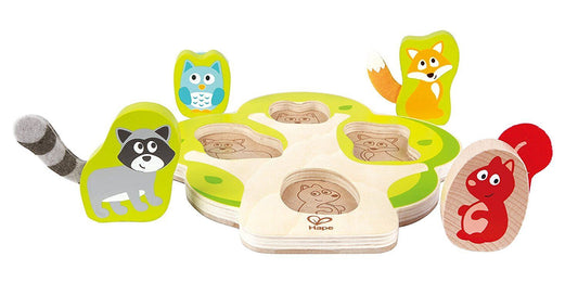 Hape Woodland Animals in Tree Puzzle Game, 4 pieces for Toddlers