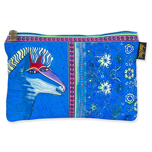 Laurel Burch Classic Horses Blue Batik Cosmetic Bag (blue/flowers A)