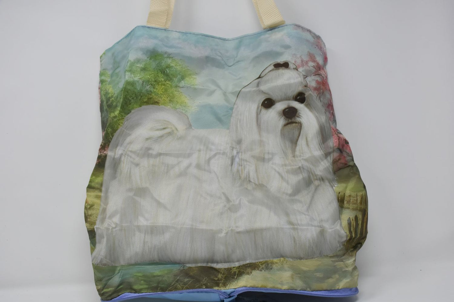 Maltese Foldable Tote Bag - Durable, Waterproof - Zippered Market Tote