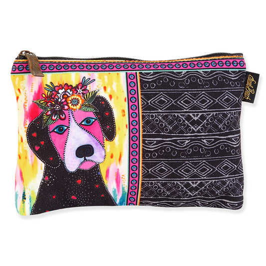 Laurel Burch Classic Dogs Cosmetic Bag (Violet/black stripes E), Violet Dog