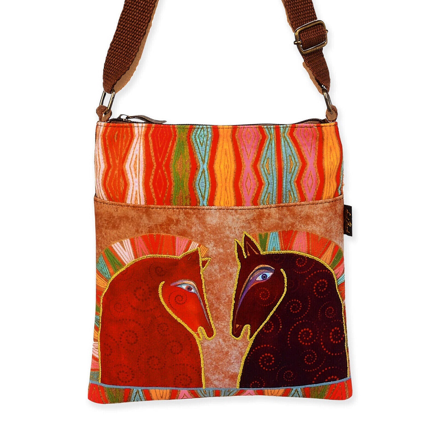 Laurel Burch Rushia & Rusty Horses Small Crossbody Bag,  7.5" x 10"