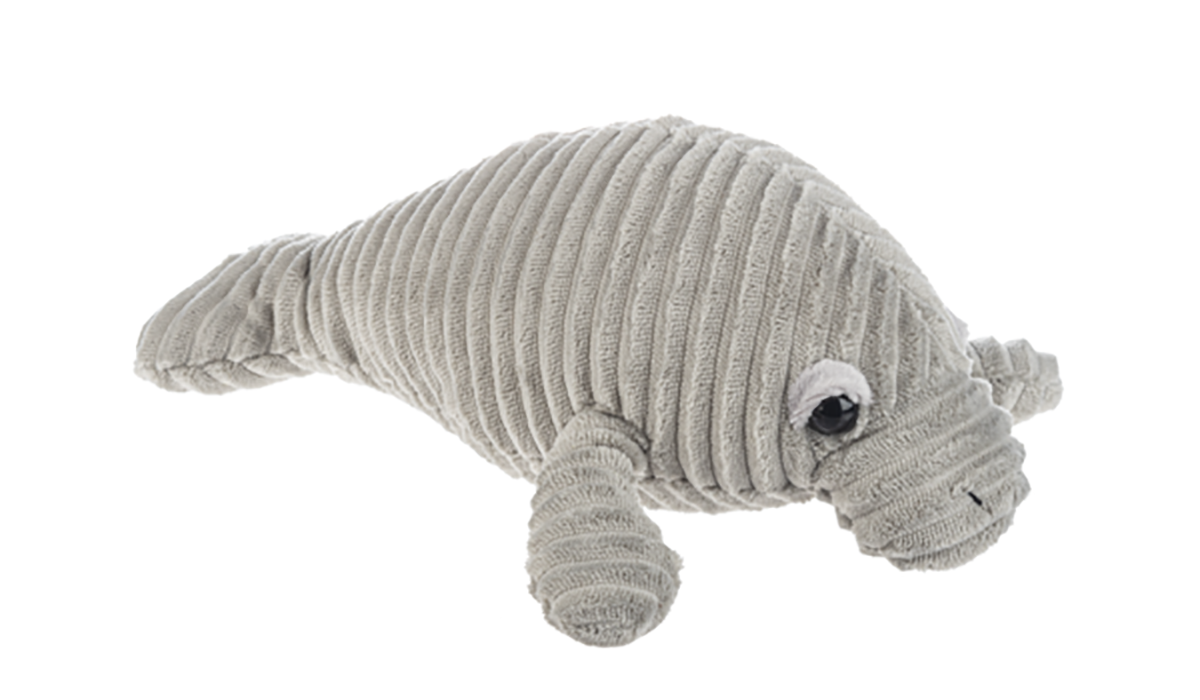 Ganz Ribbles Gray Manatee Corduroy Plush Stuffed Animal Toy, 13