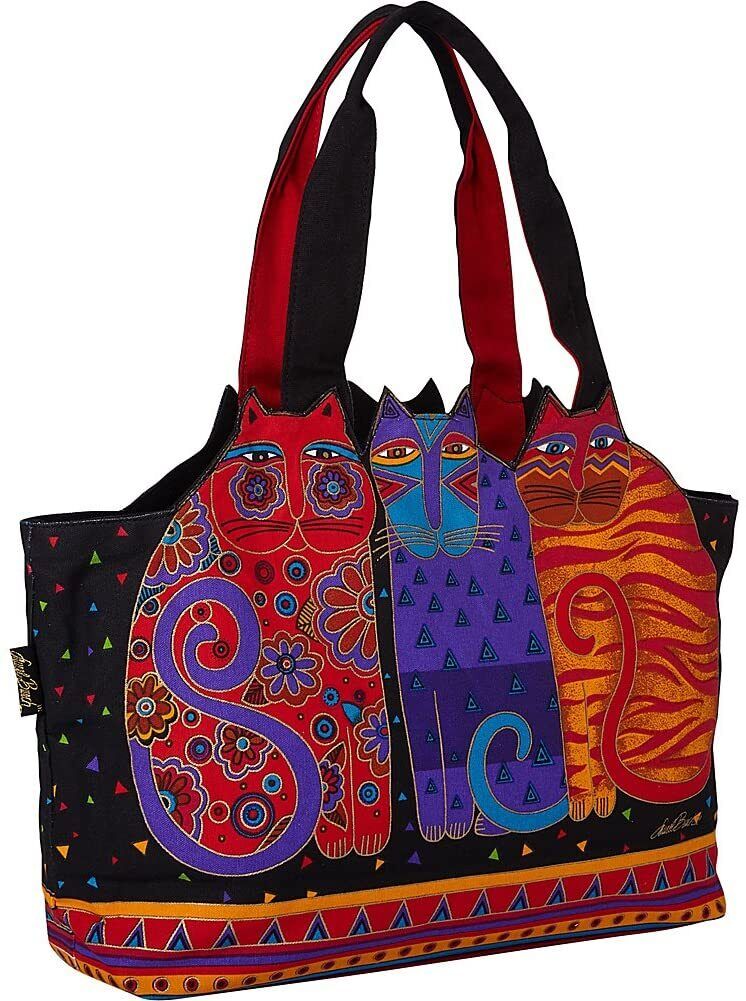 Laurel Burch Feline Friends Large Cutout Shoulder Tote (Feline Friends)