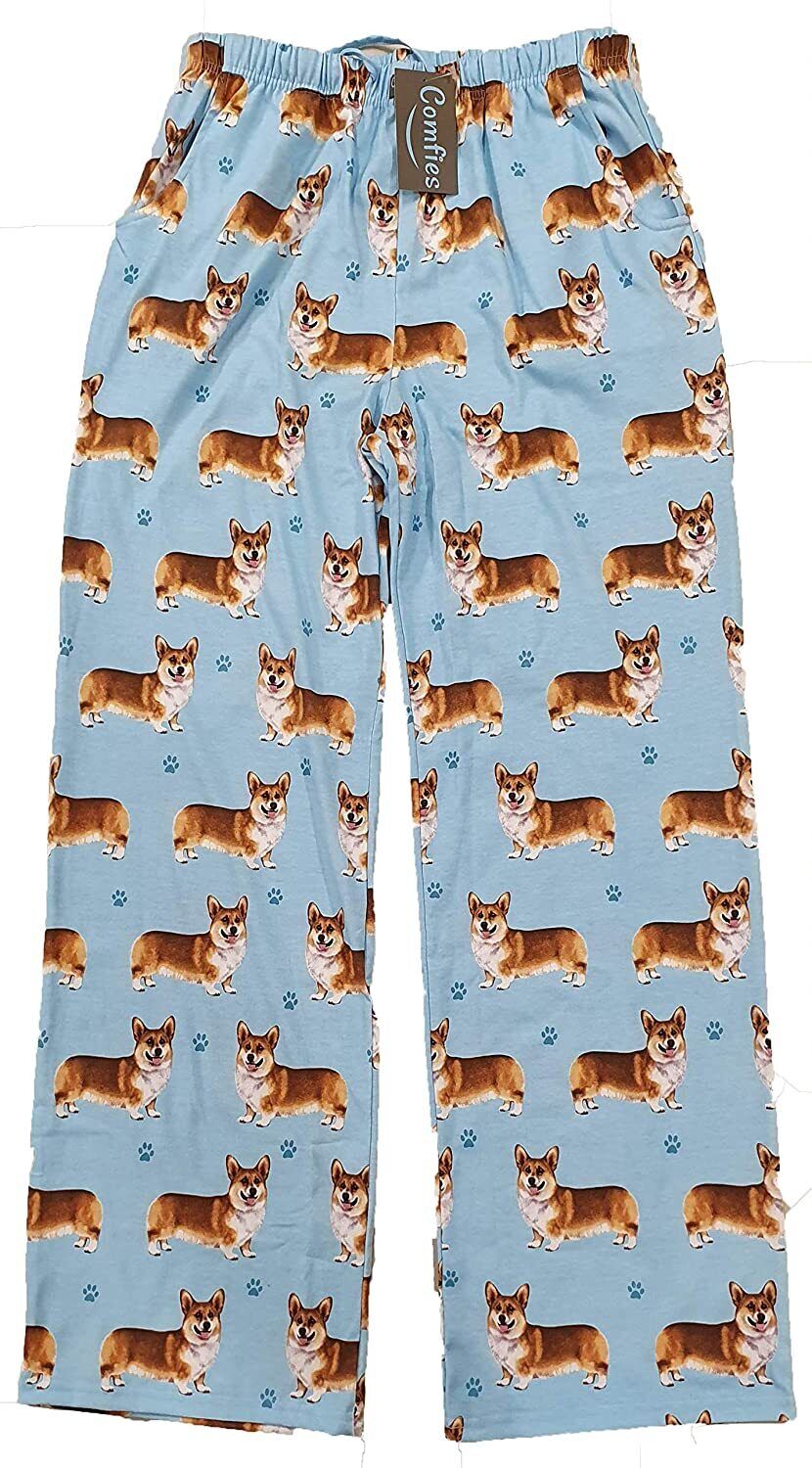 Corgi Unisex Lightweight Cotton Blend Pajama Bottoms- Small