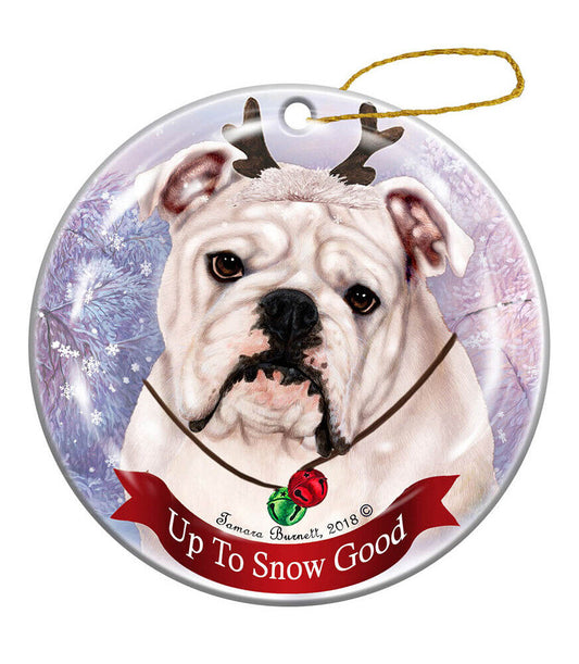 Holiday Pet Gifts White English Bulldog Dog Porcelain Christmas Ornament