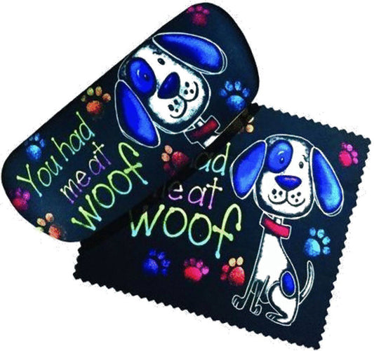 Spoontiques Padded You had me at Woof (Dog) Eye Glass Case and Lens Cloth