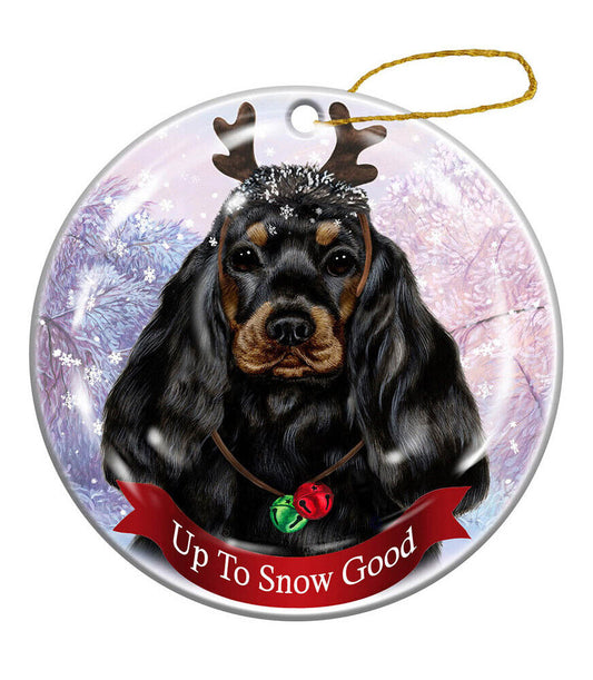 Holiday Pet Gifts Cocker Spaniel Black/Tan Dog Porcelain Christmas Ornament