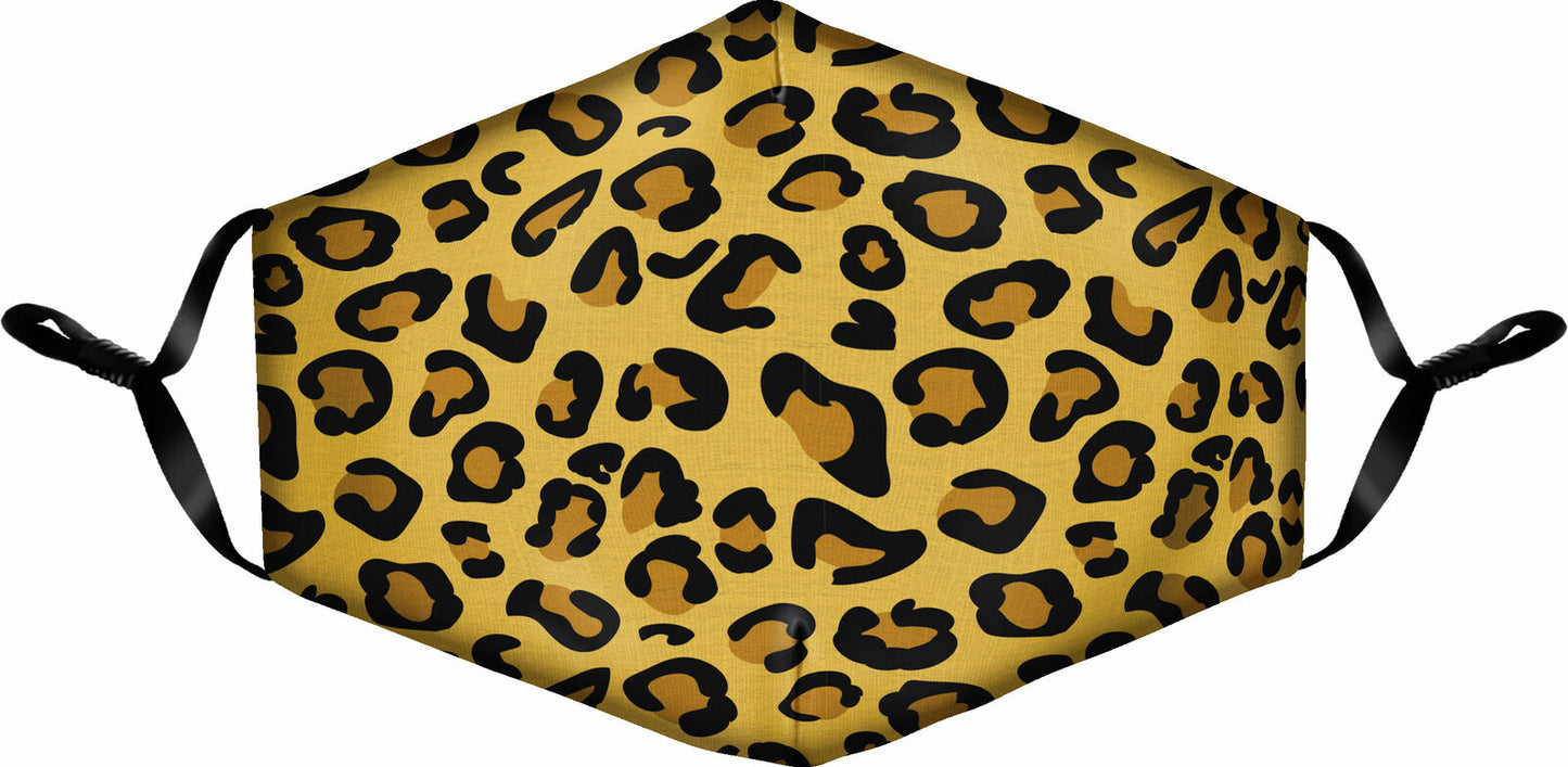 Spoontiques Fun Face Mask, Washable, Reusable, Adjustable Ear Straps -Leopard