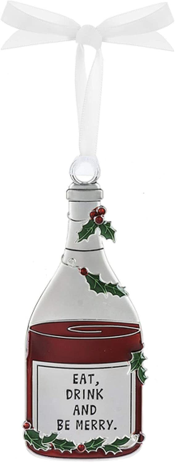 Ganz Merry Merlot Wine Metal Ornament - Eat, Drink and Be Merry