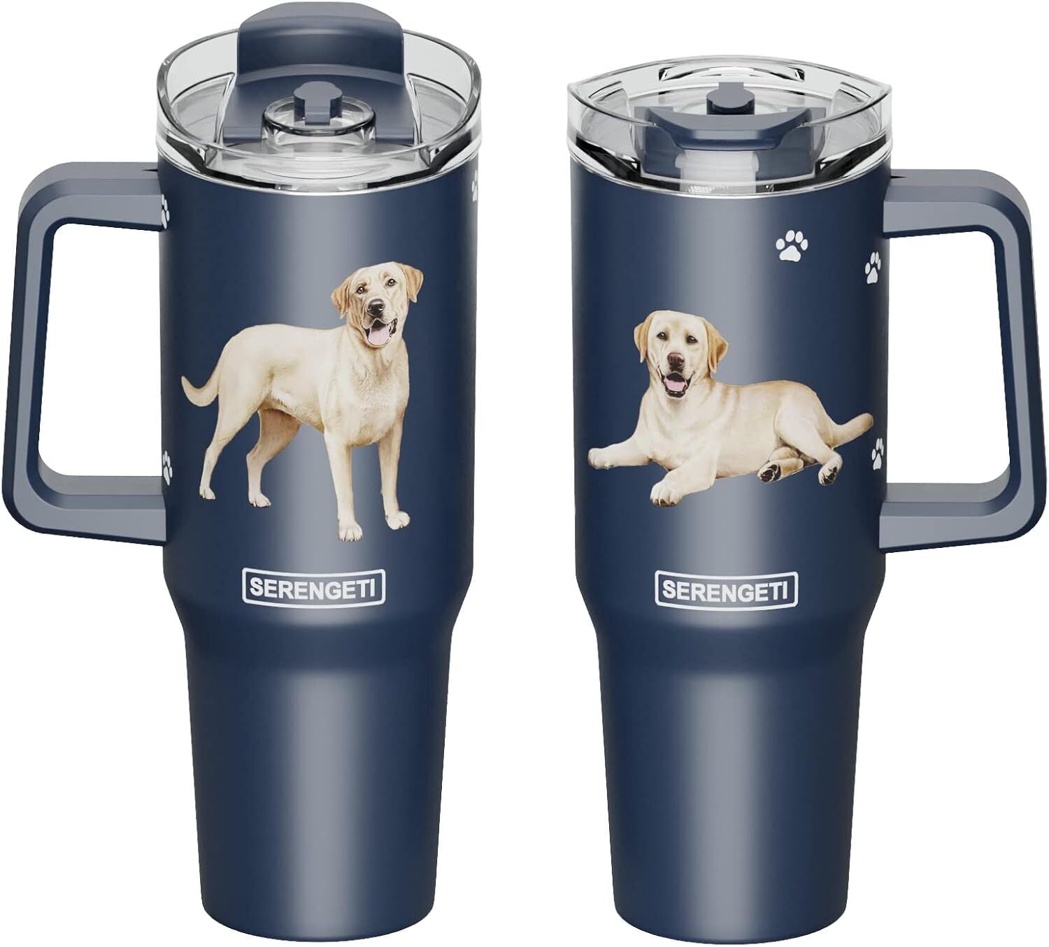 Serengeti 40 Oz Yellow Lab Dog Stainless Steel Tumbler with Handle, Straw & Lid