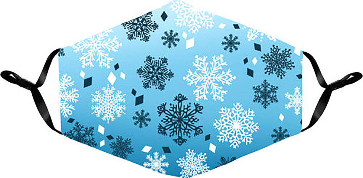 Spoontiques Fun Holiday Face Mask, Washable, Adjustable Ear Straps - Snowflakes