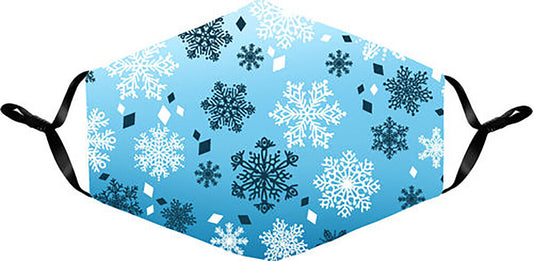 Spoontiques Fun Holiday Face Mask, Washable, Adjustable Ear Straps - Snowflakes