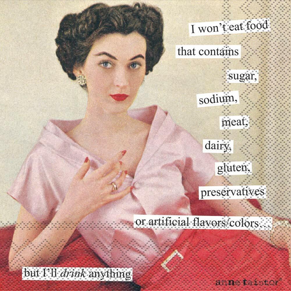 Boston International Anne Taintor Cocktail Paper Napkins 5 x 5-" I Won't Eat