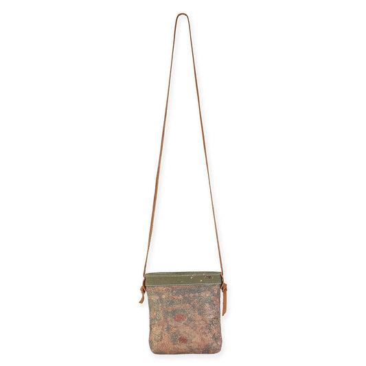 Uchi Gold Splattered Small Canvas Crossbody Recycled Canvas Leather Strap & Trim